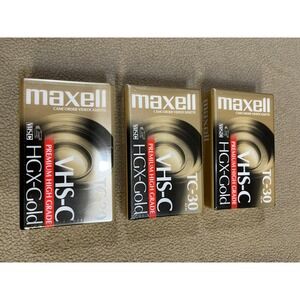 Maxell VHS-C HGX-Gold TC-30 Premium High Grade Camcorder Tapes 3 Pack Sealed
